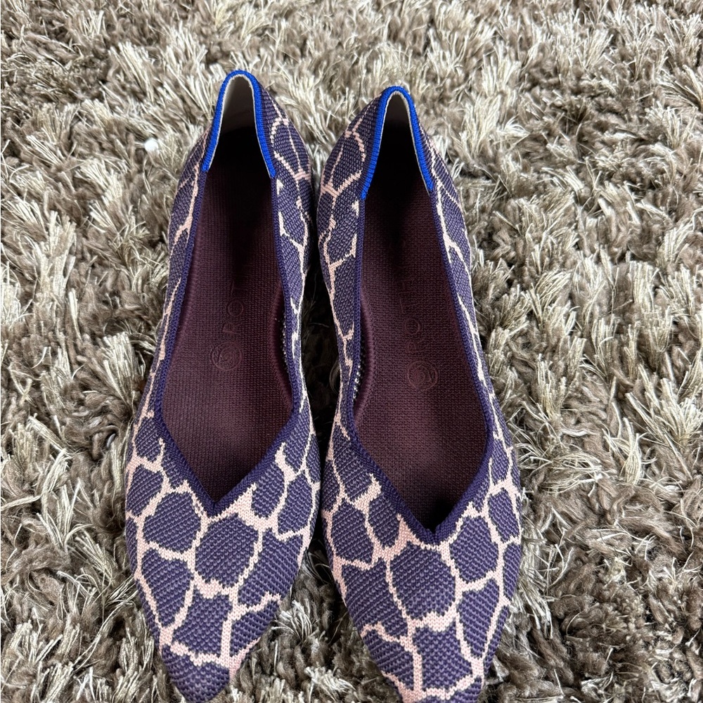Rothy's Purple and Pink Giraffe Patterned Flats